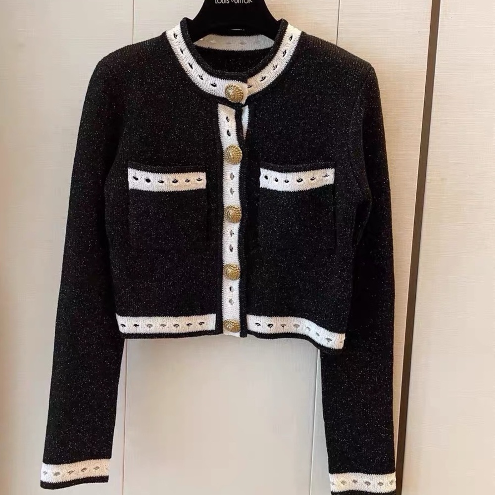Authentic Balmain Black and White Cropped Jacket